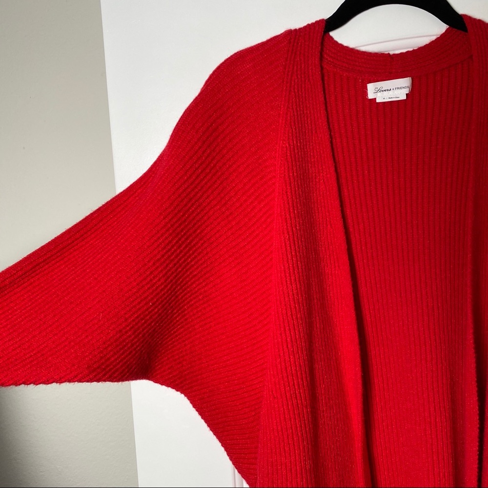Lovers + Friends Red Ribbed Open Front Cardigan - Picture 5 of 12